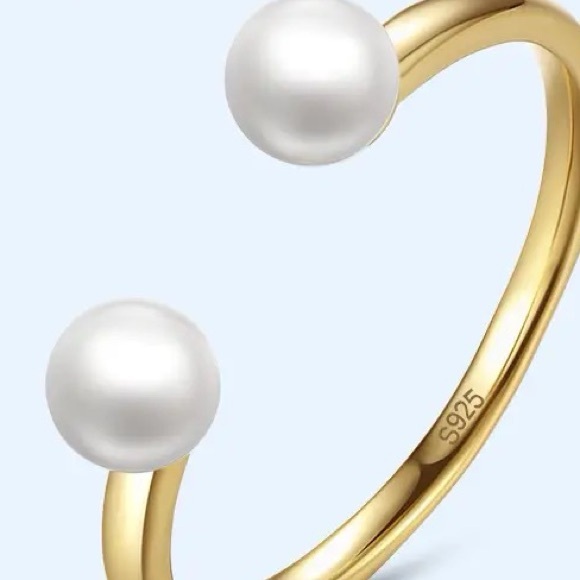 78A. Freshwater Pearl .925 Sterling Silver Vermeil Opening Adjustable Ring ONE - Picture 9 of 12